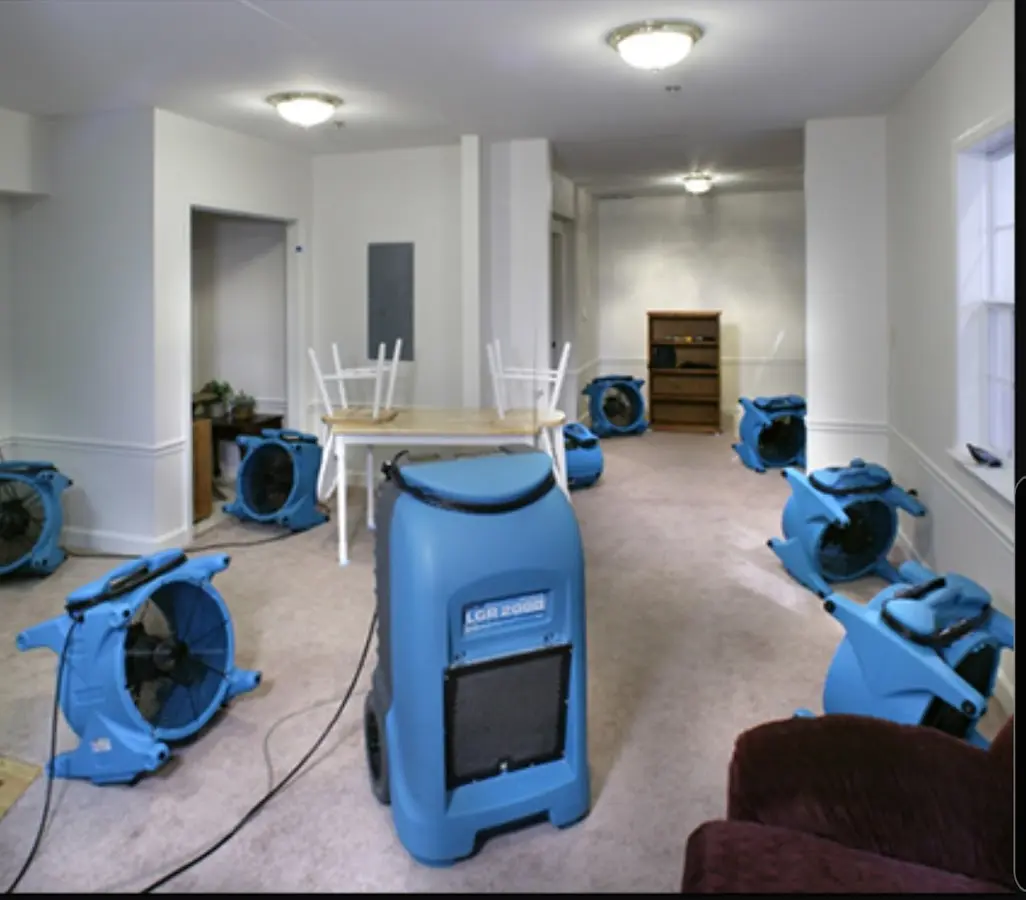 Air movers and dehumidifier setup for Water Damage Restoration in Sunrise Manor